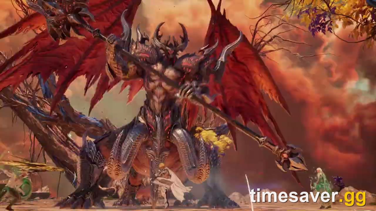 A party of AION 2 Daevas battling a huge red-winged demon during launch-week combat