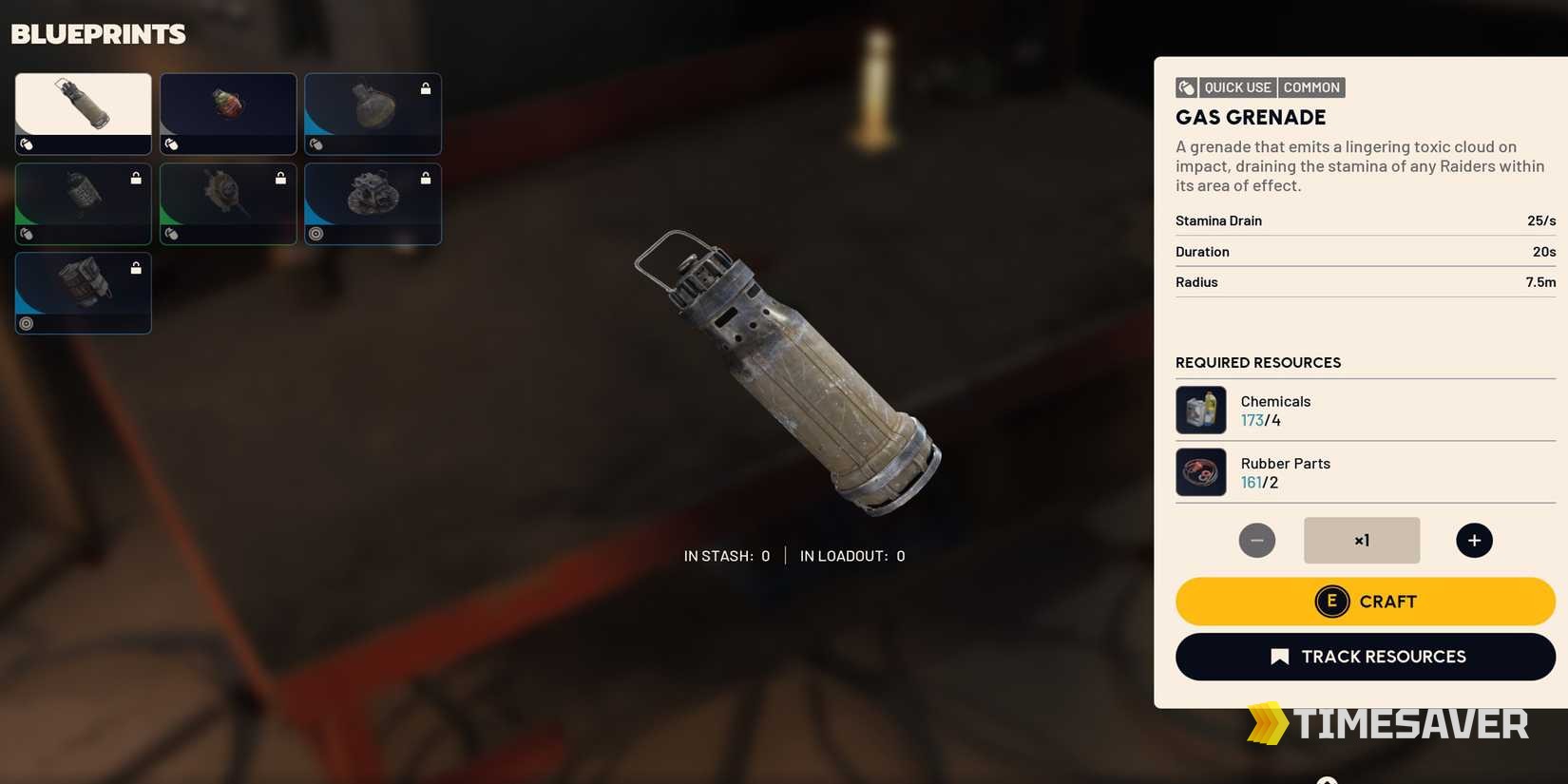 ARC Raiders how to get blueprints — the in-game Blueprints crafting screen with required resources and Craft button