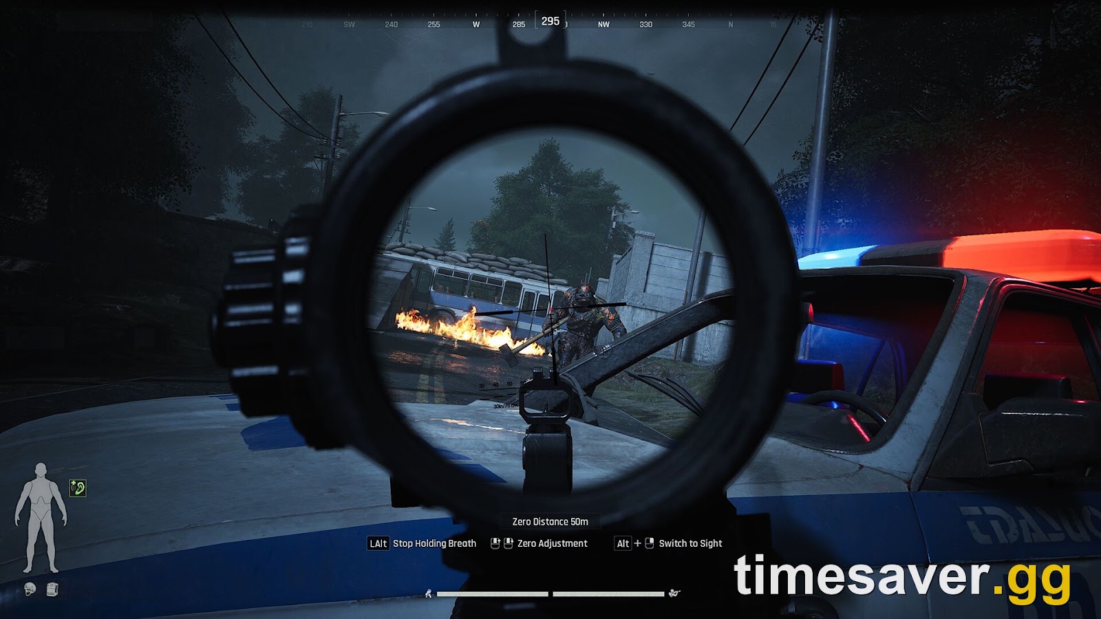 Arena Breakout: Infinite first-person aim-down-sight shot, an Operator scoping an enemy across a raid map — the kind of engagement Season 7 Season Kits are built to change