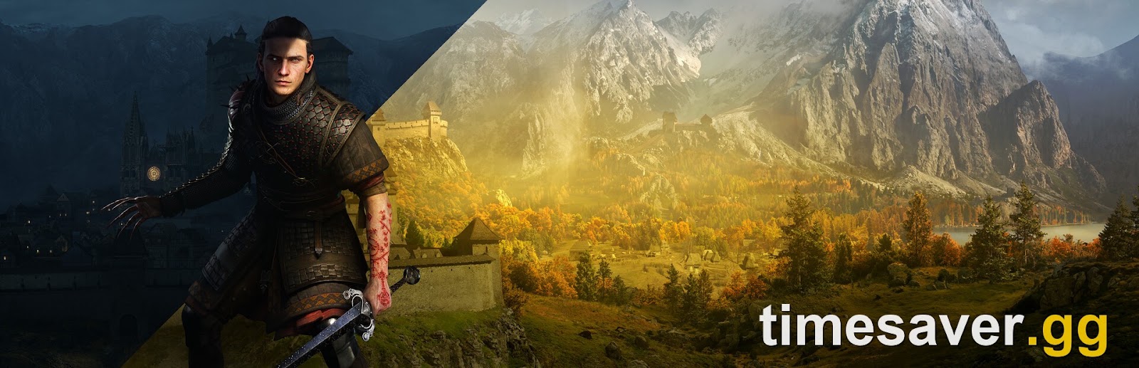 The Blood of Dawnwalker key art — protagonist Coen shown across the game's day/night divide, a shadowed nocturnal city on one side and a sunlit Carpathian valley on the other, ahead of the September 3, 2026 launch
