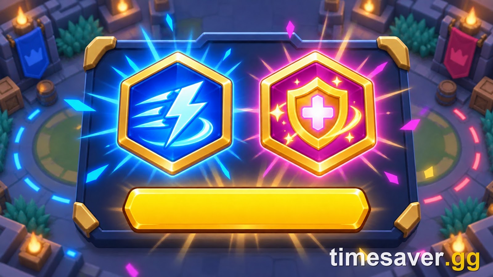 Brawl Stars gadget selection screen key art showing a Brawler choosing between two Gadgets, hero image for the September 2026 best gadgets tier list