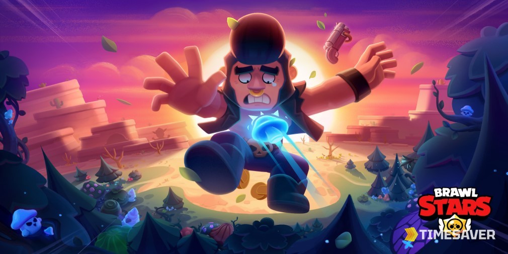 Official Brawl Stars Hypercharge artwork showing a Brawler wrapped in the glowing blue Hypercharge aura in a desert arena