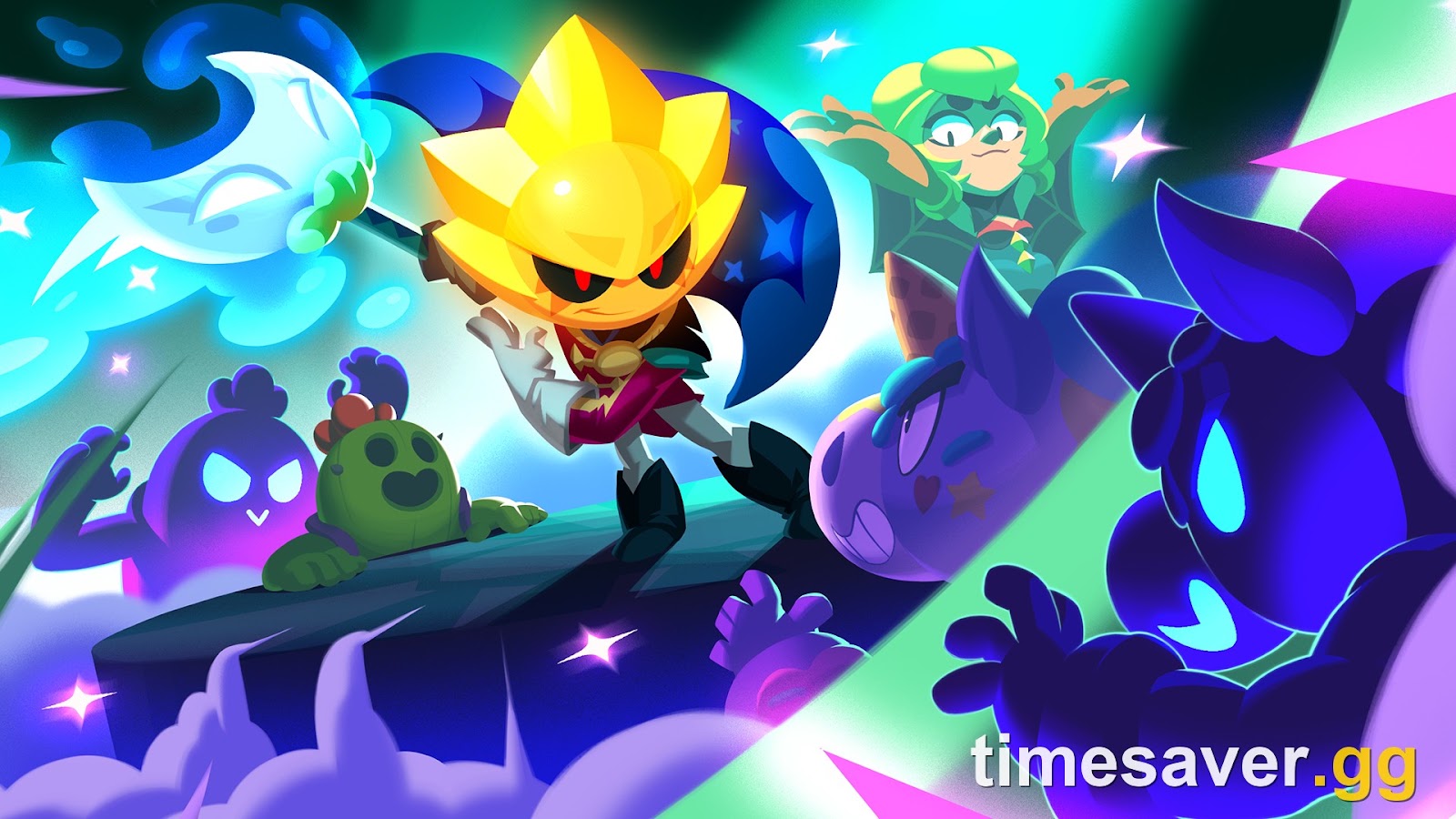 Official Brawl Stars key art featuring Sirius and other Brawlers, hero image for the August 2026 trophy push guide