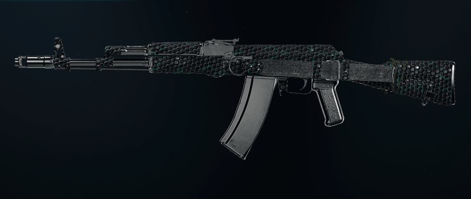 AK-74 assault rifle with dark matter camo finish