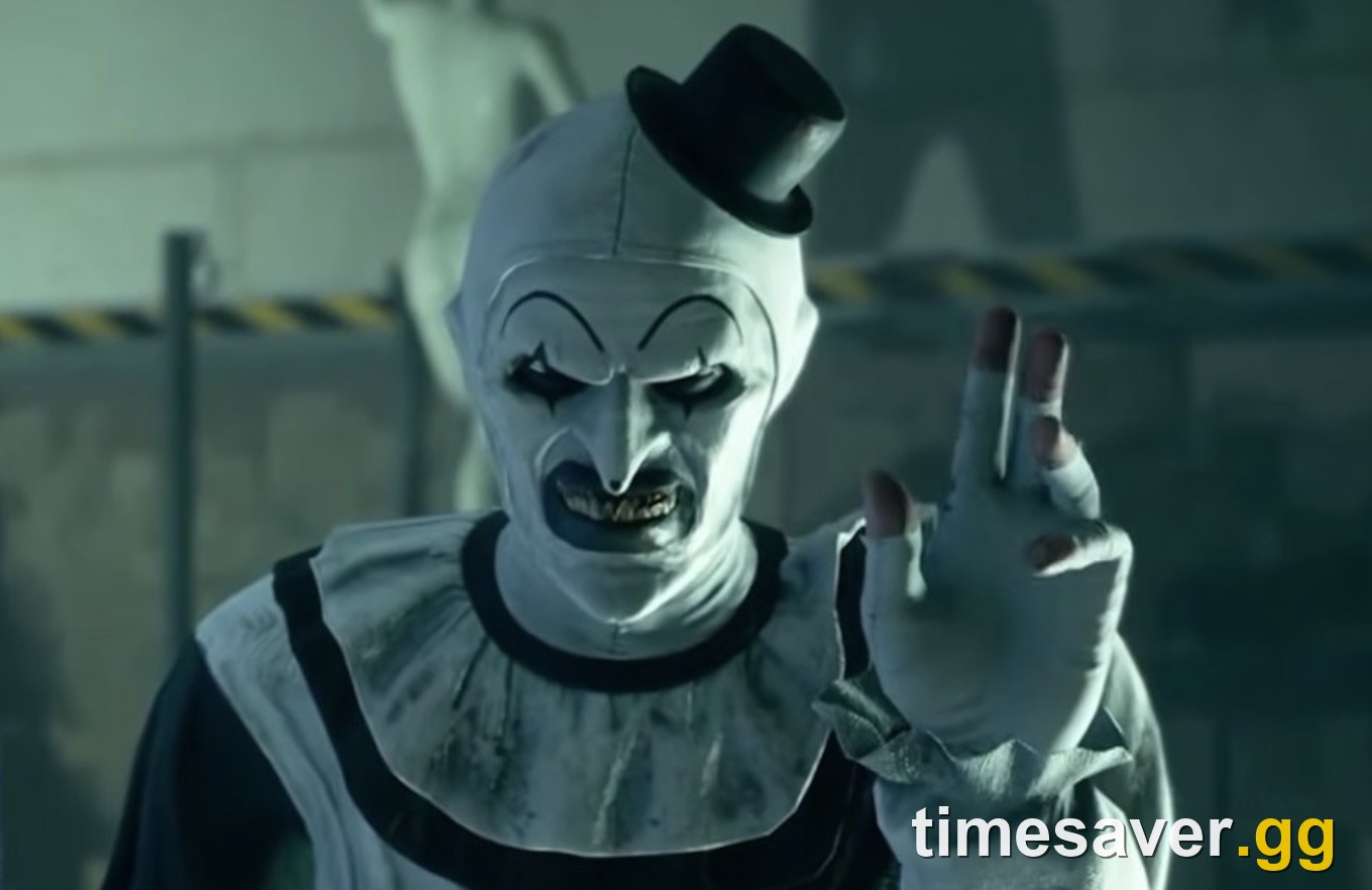 First look at Art the Clown's in-game Dead by Daylight model, waving with a gloved hand inside a fenced industrial area