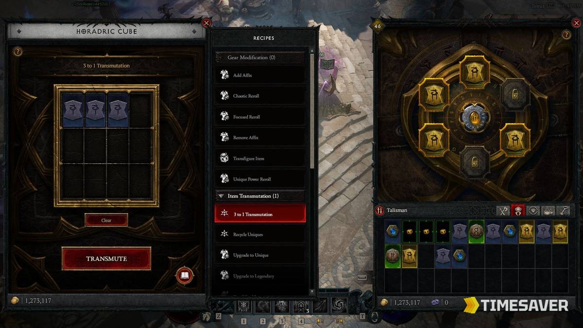 Diablo 4 Horadric Cube Upgrade to Mythic crafting screen using Pandemonium Fragments in Season 14