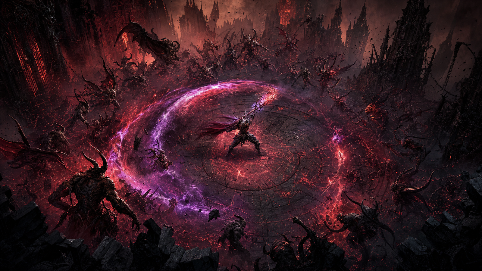 Diablo 4 Season 14 endgame tier list — a high-Paragon hero mid-clear inside a Pandemonium Rupture