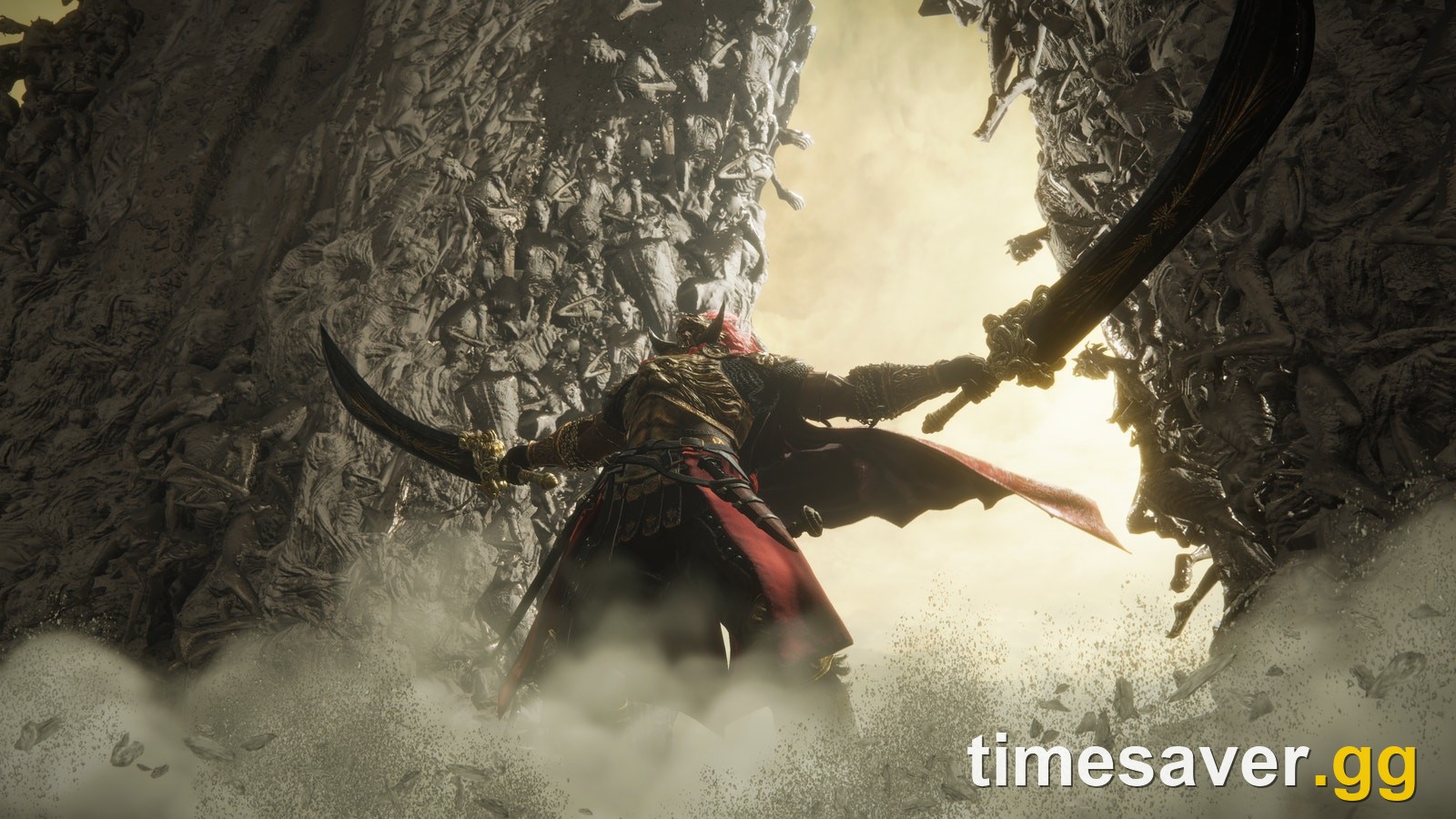 Promised Consort Radahn wielding his twin greatswords, the final boss of Elden Ring Shadow of the Erdtree