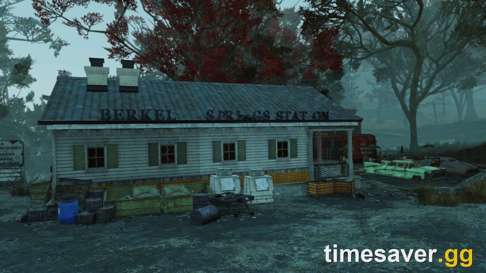 Berkeley Springs Station exterior in Fallout 76 - the main server hop destination for Purveyor Murmrgh