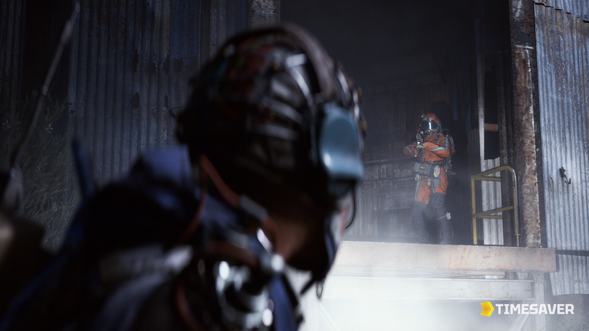 ARC Raiders extraction-shooter standoff between two raiders in an industrial building