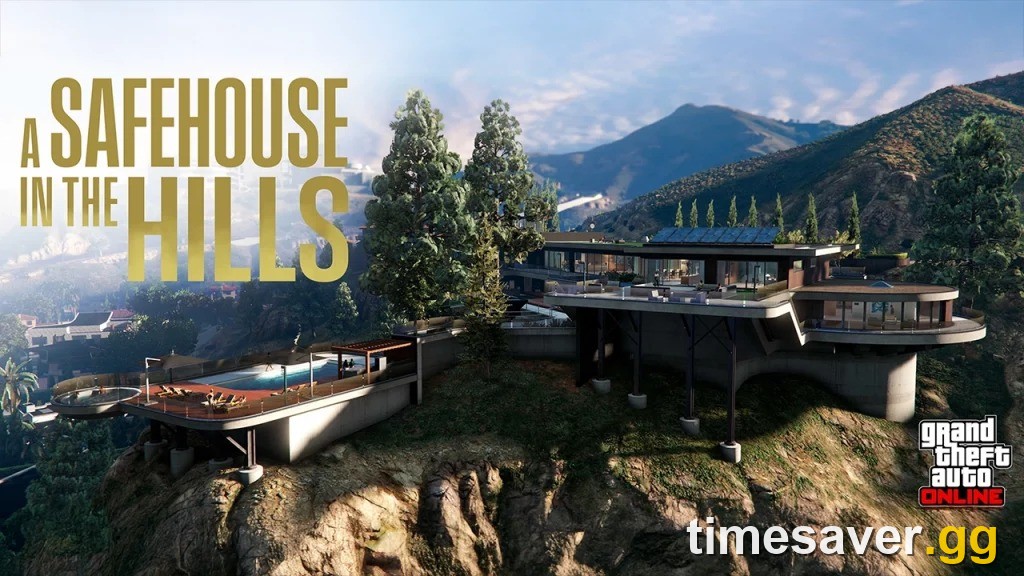 GTA Online A Safehouse in the Hills mansion perched on a hilltop overlooking Los Santos
