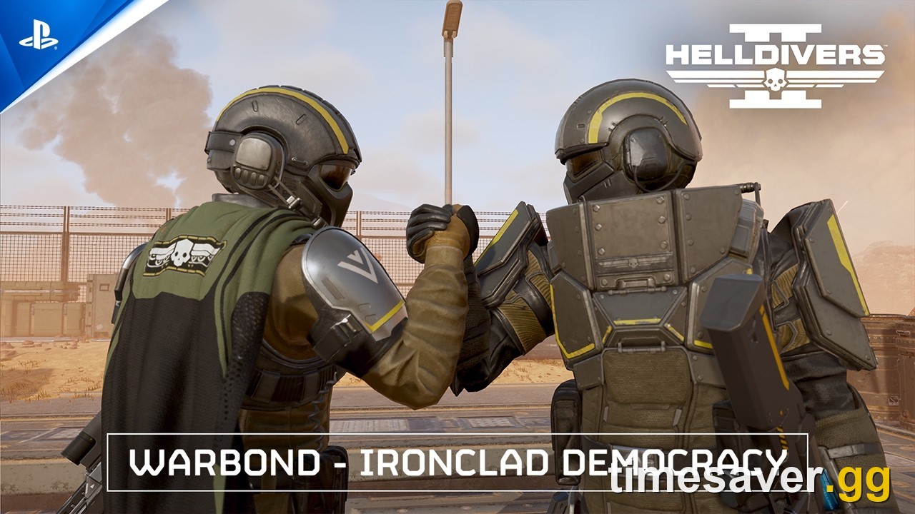 Helldivers 2 Ironclad Democracy Warbond key art showing two armored Helldivers and a tank
