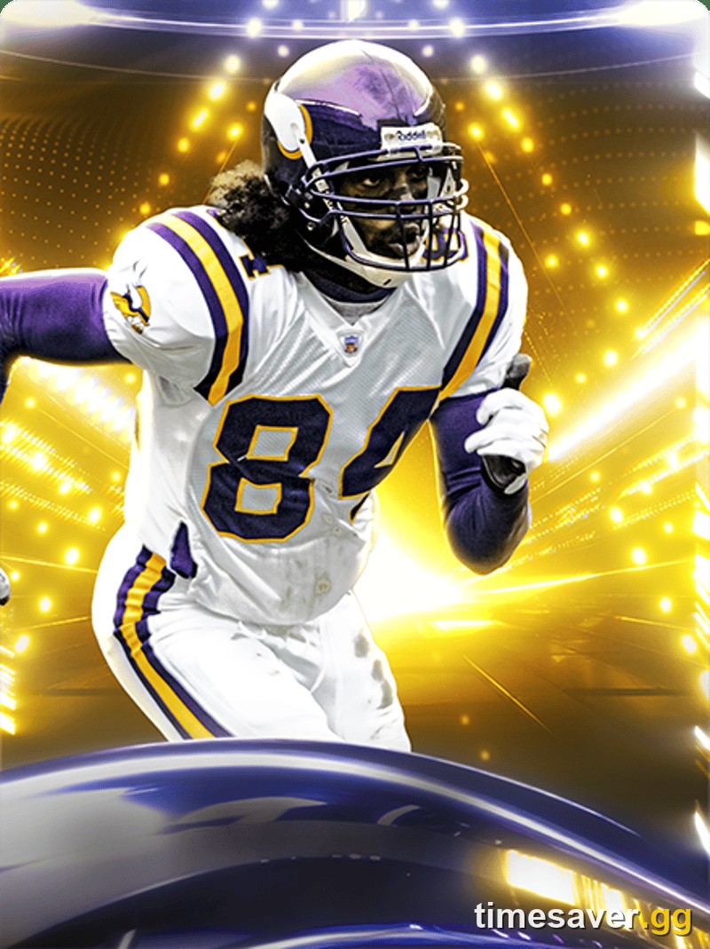 Madden NFL 27 Ultimate Team 87 OVR Randy Moss Legends card, a Minnesota Vikings receiver in the gold Legends card frame