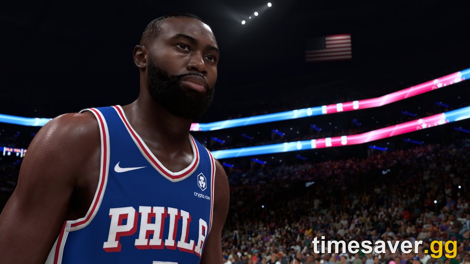 NBA 2K27 in-engine arena scene — a MyCAREER player in a packed crowd, the kind of game that feeds your Daily Rivals standing