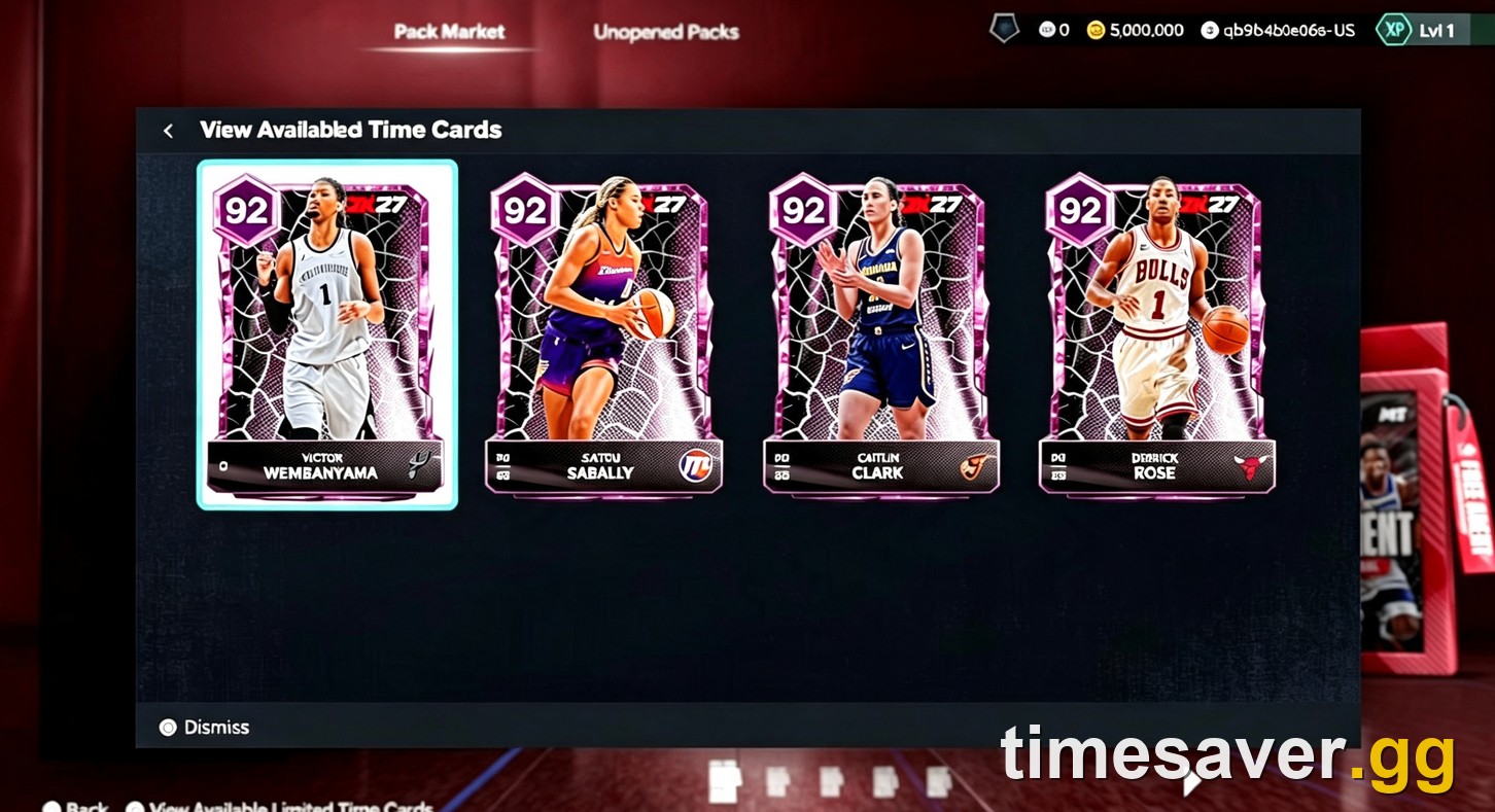 NBA 2K27 MyTEAM Pack Market showing four 92 OVR available cards and a large MTP balance in the corner — the marketplace where MTP is spent