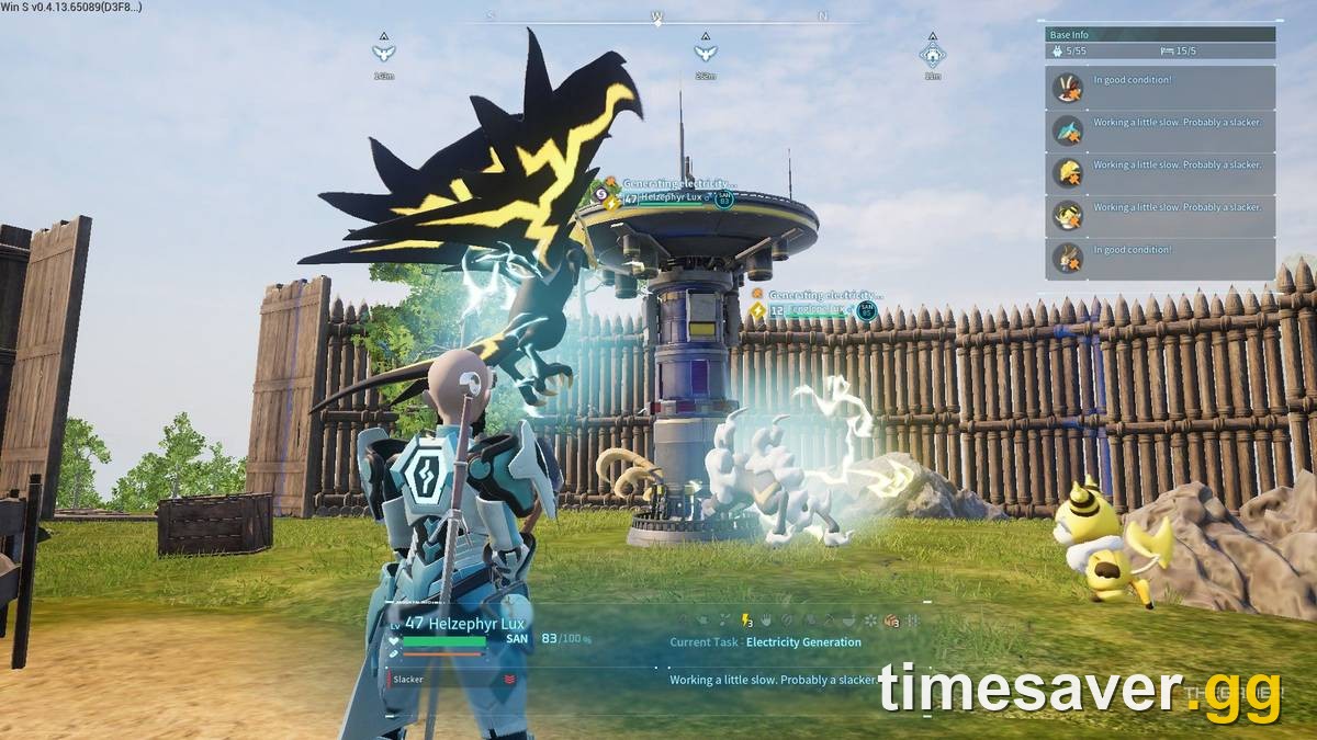 A Power Generator powered by electric Pals in a Palworld 1.0 base