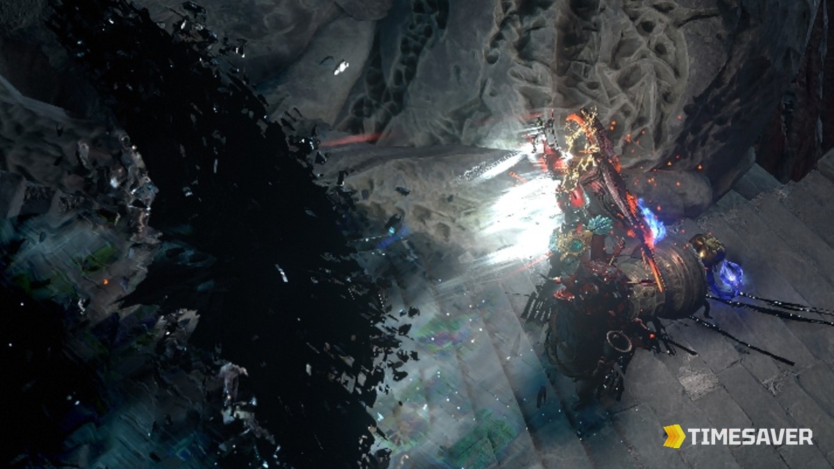 Path of Exile 2 Delirium encounter — a character fighting at the edge of the spreading black Delirium fog after walking through the Delirium Mirror