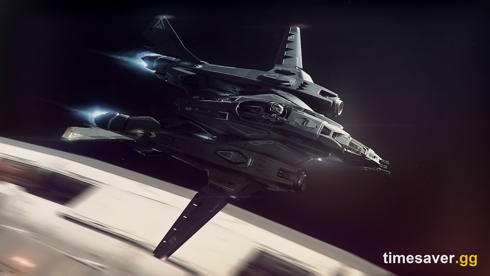 Aegis Vanguard fighter flying over a planet in Star Citizen Alpha 4.9