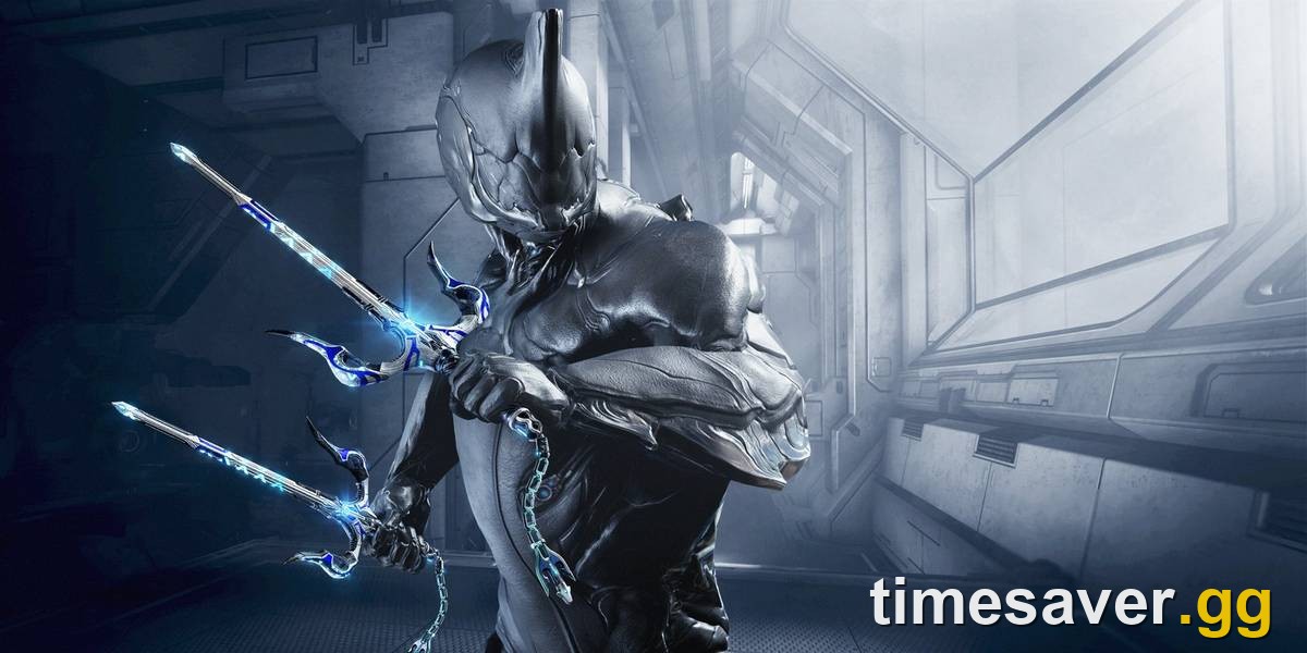 Excalibur, one of Warframe's three starter frames, wielding dual swords