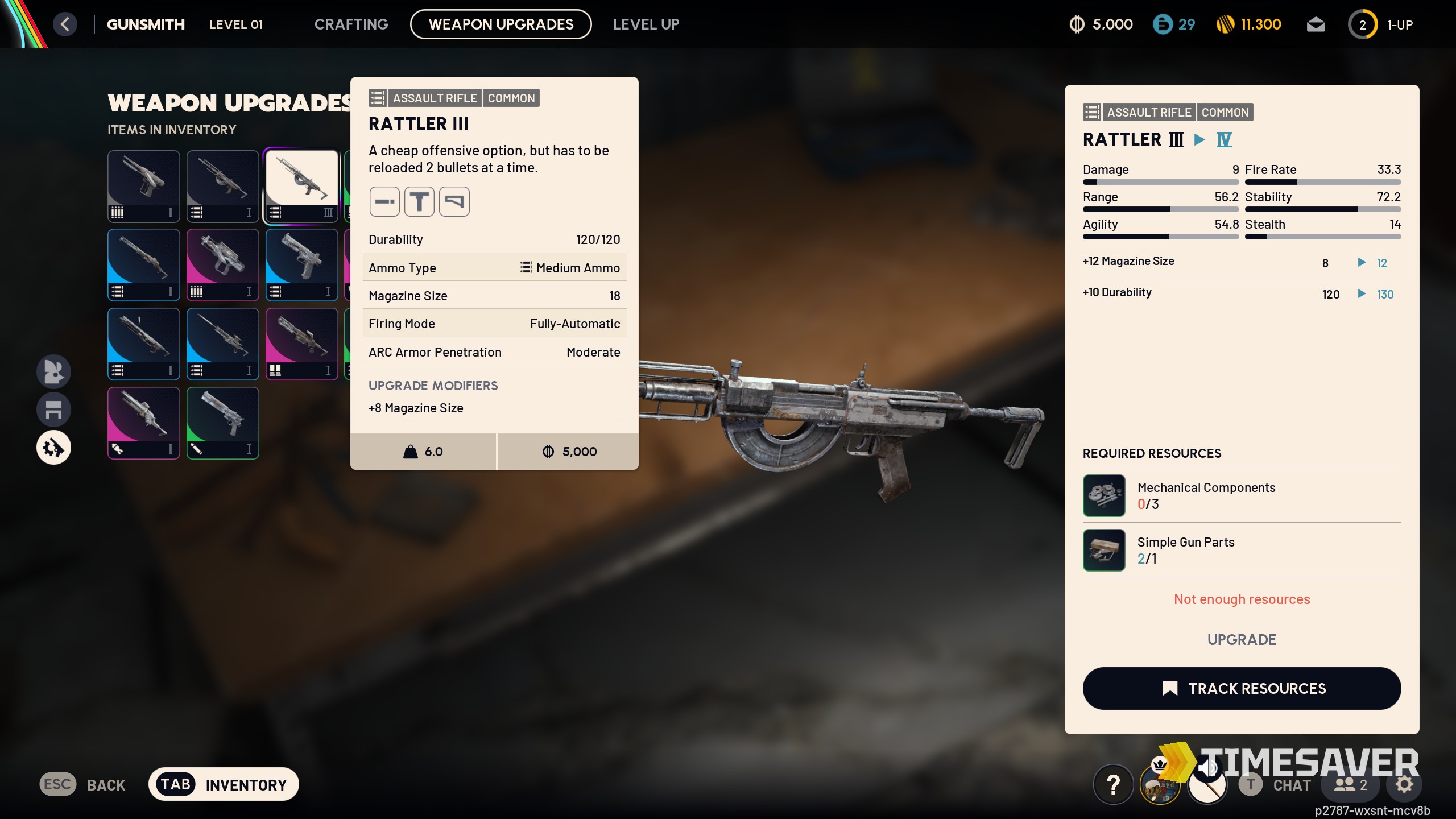 ARC Raiders best attachments — the Gunsmith Weapon Upgrades screen showing a weapon's mod slots, stats and upgrade modifiers