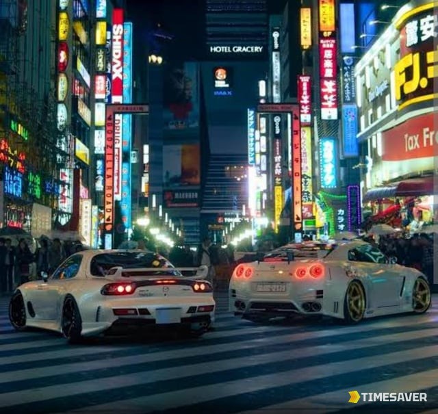 Forza Horizon 6 cars in neon-lit Tokyo at night