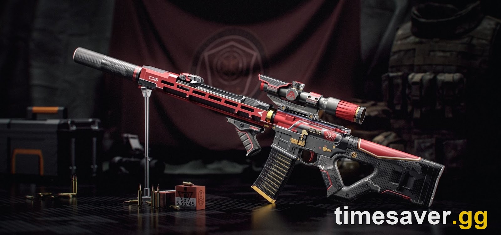 Arena Breakout: Infinite National Defense Shield M16 Carbine skin, a red and black Warlord Tournament reward from the Kamona Summer Festival