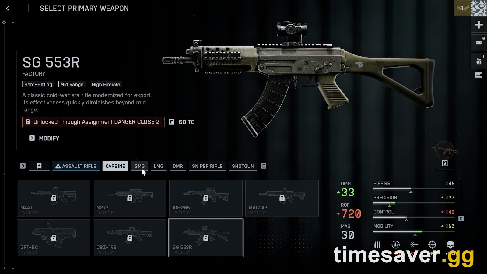 Battlefield 6 SELECT PRIMARY WEAPON screen with the CARBINE tab open and every carbine in the grid still padlocked