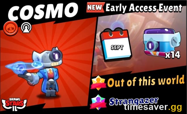 Brawl Stars Cosmo release event — the free early-access event and rewards for unlocking the new Mythic Brawler in September 2026 during Season 54 Royal Academy