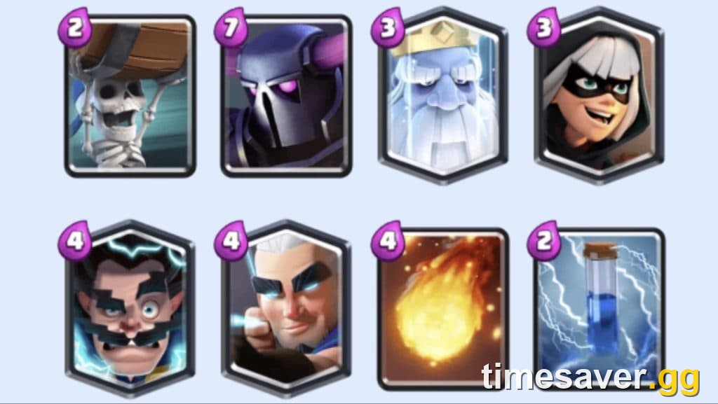 Clash Royale Arena 13 deck card grid on the Rascal's Hideout background at 4,200 trophies