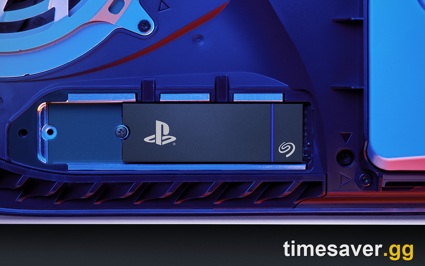 An M.2 SSD installed inside a PlayStation console, illustrating the storage prep needed for Modern Warfare 4