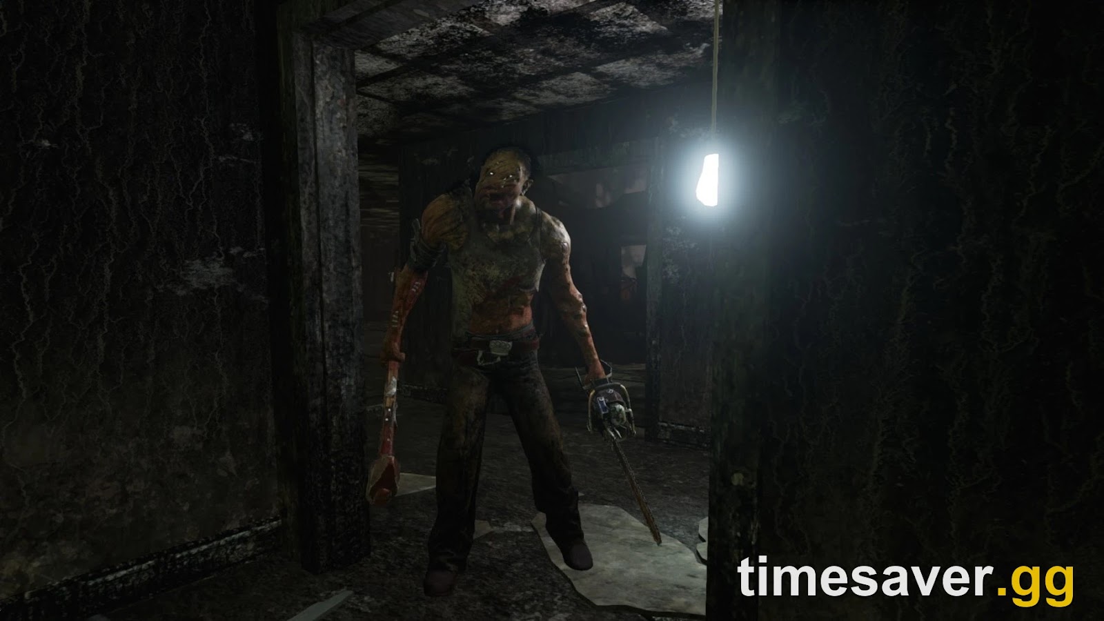 The Hillbilly holding his chainsaw in a Dead by Daylight in-game screenshot