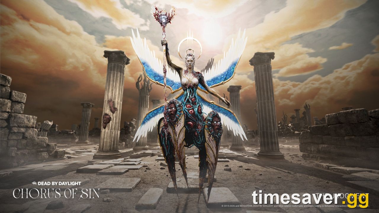 The Judgment standing among broken columns in the Chorus of Sin promotional art for Dead by Daylight