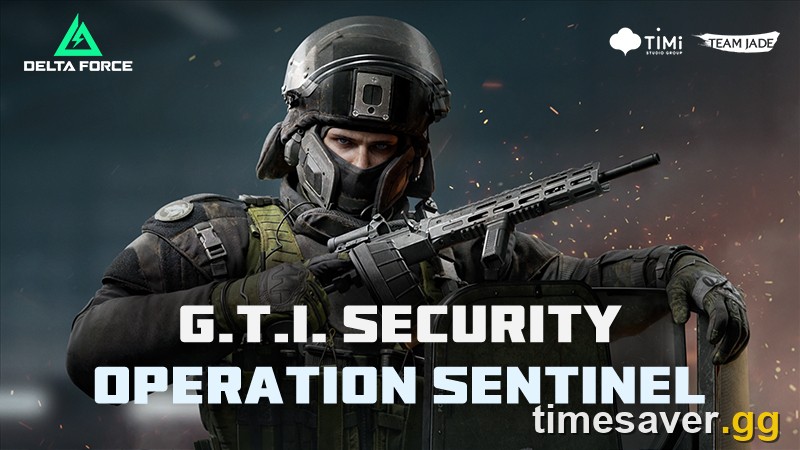 Official Delta Force G.T.I. Security Operation Sentinel banner showing an armored operator holding a rifle