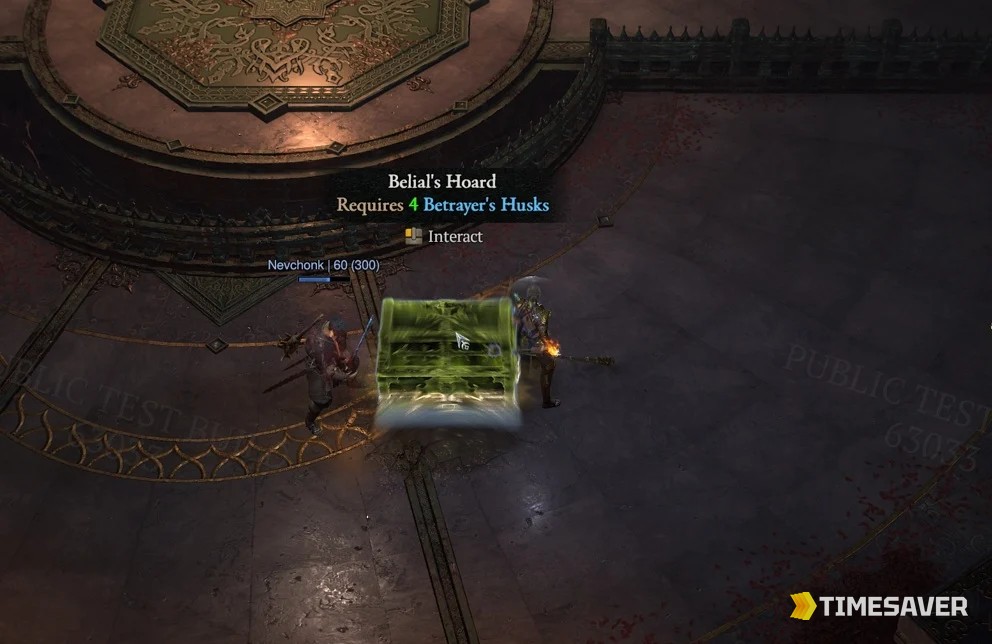 Diablo 4 Lair Boss Hoard chest showing its summoning-material requirement on screen — the key-gated loot chest at the heart of the Lair Boss System