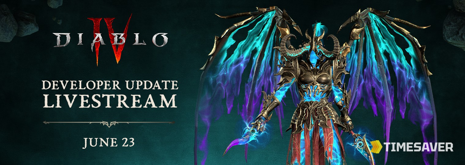 Diablo 4 Developer Update Livestream June 23 banner announcing the Season of Death Awakening (Season 14) reveal