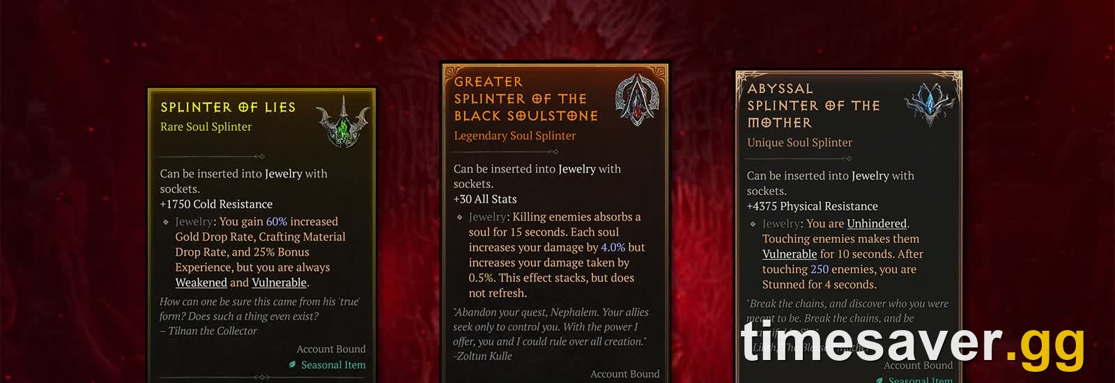Diablo 4 Soul Splinters Explained — Every Season 15 Socketable (PTR 3.2.0)
