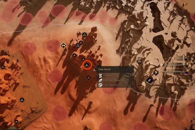 Anvil Trade Post vendor area with schematic trader