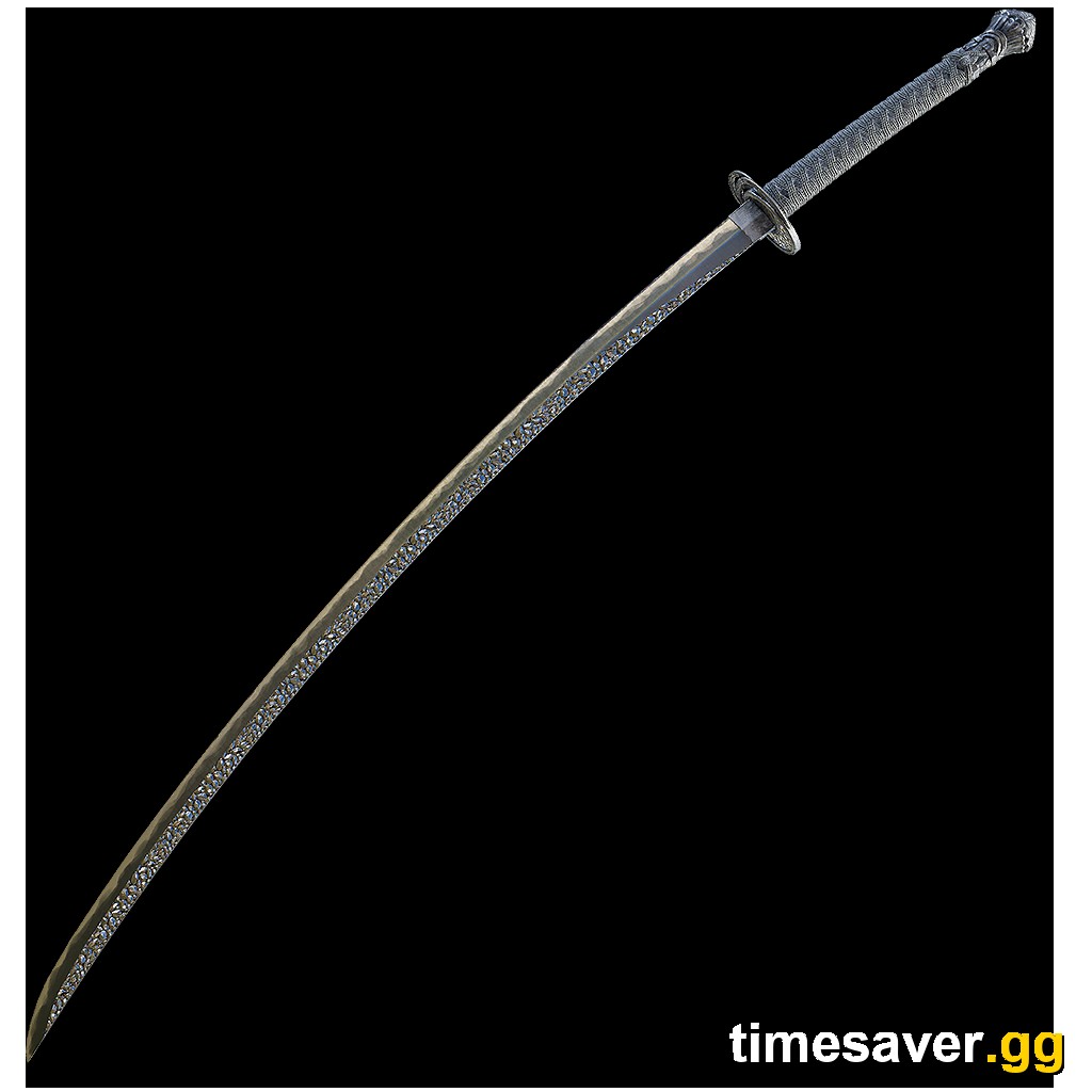 The Moonveil katana in Elden Ring, a glowing blue-edged uchigatana, shown on the equipment menu with its Transient Moonlight skill