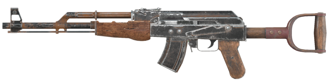 Fallout 76 Handmade Rifle render — the base weapon at level 45 deals 84 damage with 5.56 Round ammo