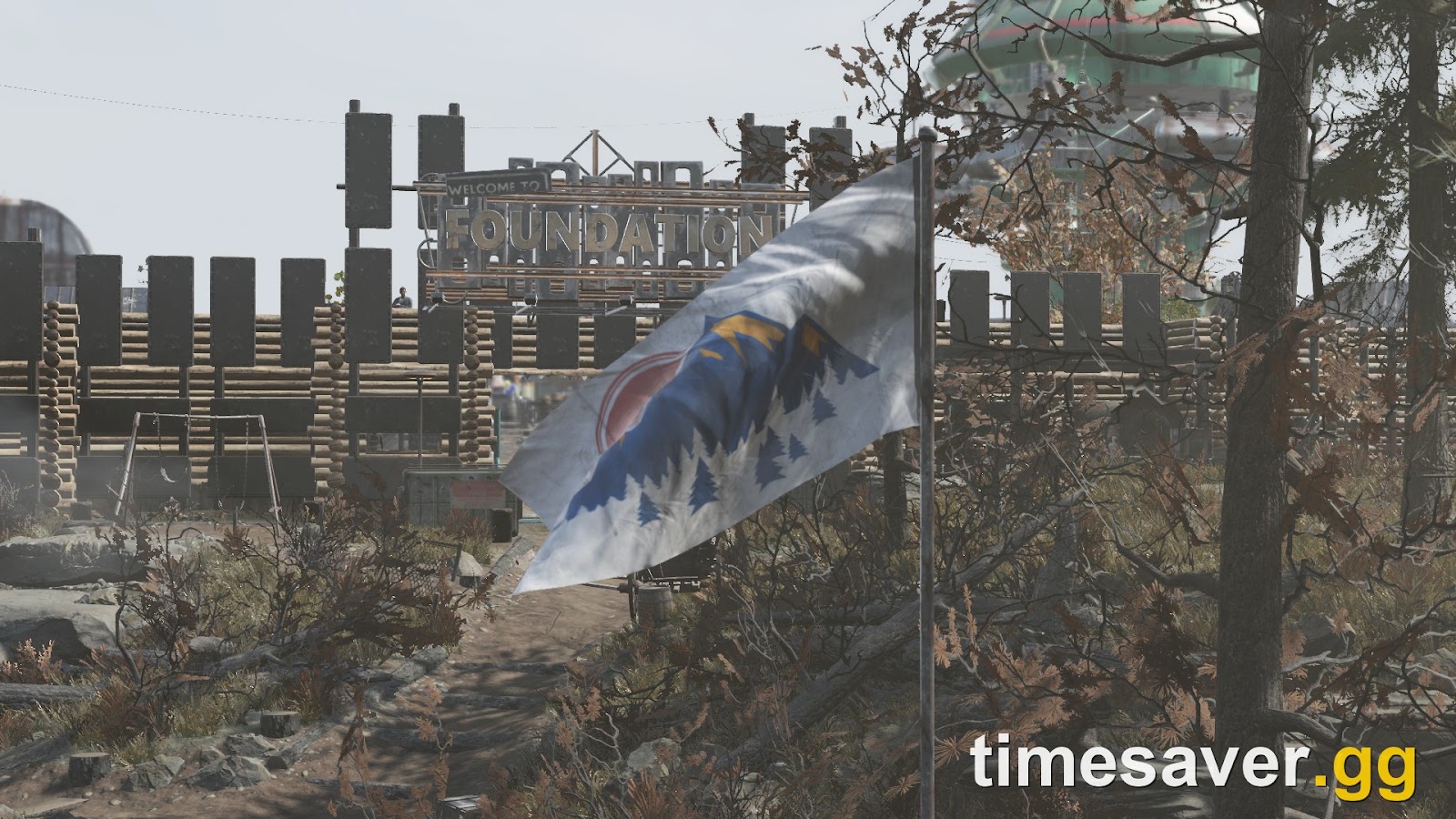 Minerva the traveling Gold Bullion vendor standing at Foundation in Fallout 76