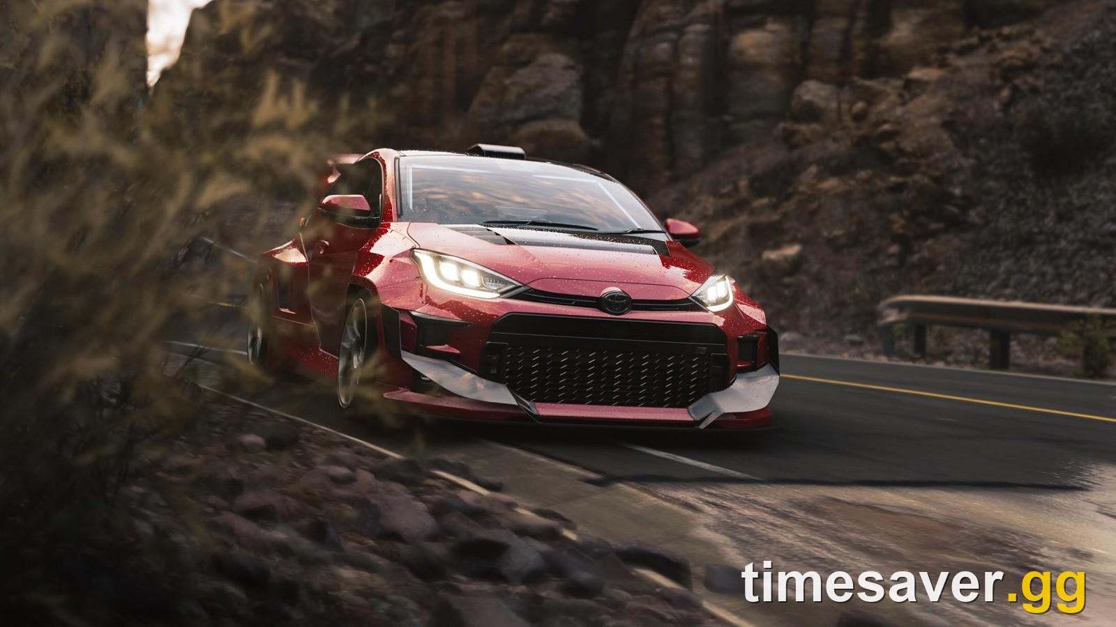 Forza Horizon 6 Toyota GR Yaris widebody powering along a mountain road — one of the best B-class all-rounder cars
