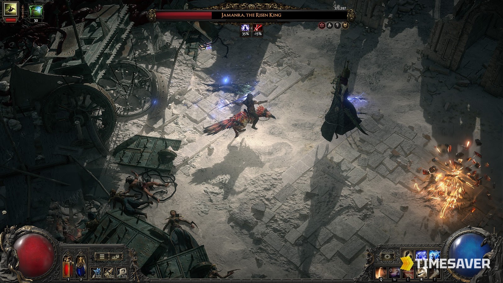 A Path of Exile 2 combat scene illustrating the action-RPG whose orb-based barter market is one of gaming's purest player-driven economies