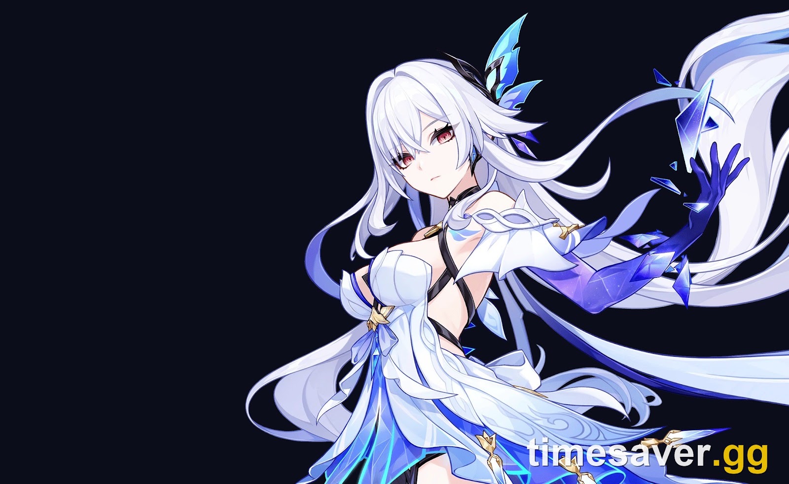 Skirk official character render for Genshin Impact, the five-star Cryo sword user and Void Star of the Cosmic Calamity
