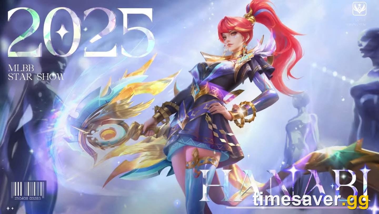 Hanabi Chic Glamour skin official splash art from the MLBB Star Show 2025 for the Mobile Legends Hanabi build guide
