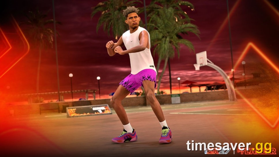 NBA 2K27 Season 2 MyPLAYER on an outdoor court at sunset