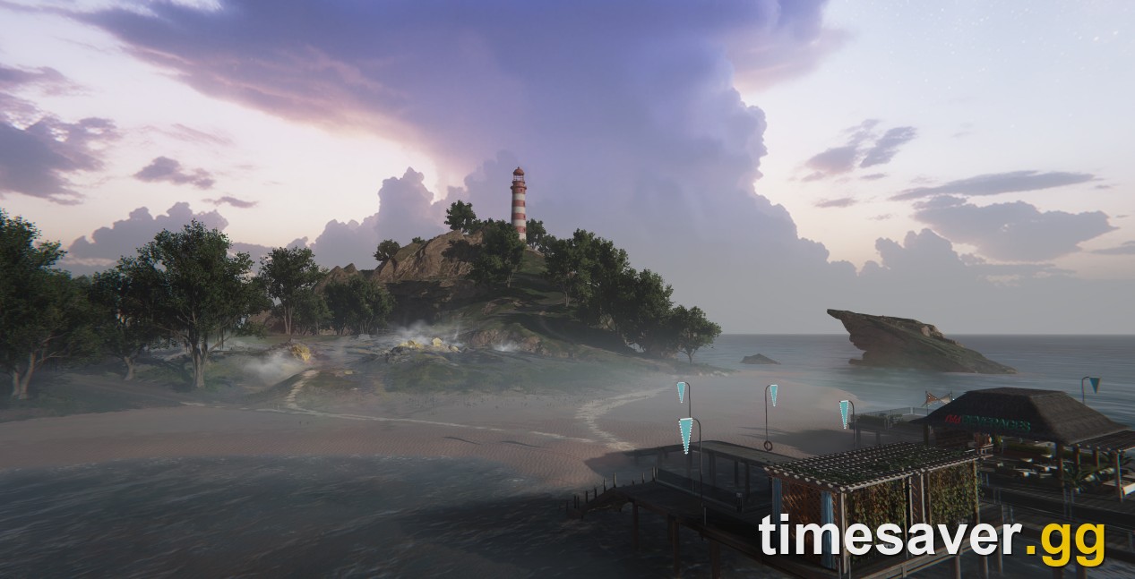 Once Human Isles of Abyss — a coastal island vista with a lighthouse overlooking the open ocean scenario map