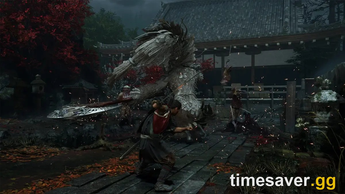 Miyamoto Musashi clashing swords with a towering Genma amid sparks in Onimusha: Way of the Sword, the kind of exchange Carnage mode makes one-hit lethal.