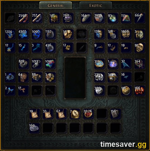 Path of Exile currency stash tab filled with orbs earned from quality vendor recipes