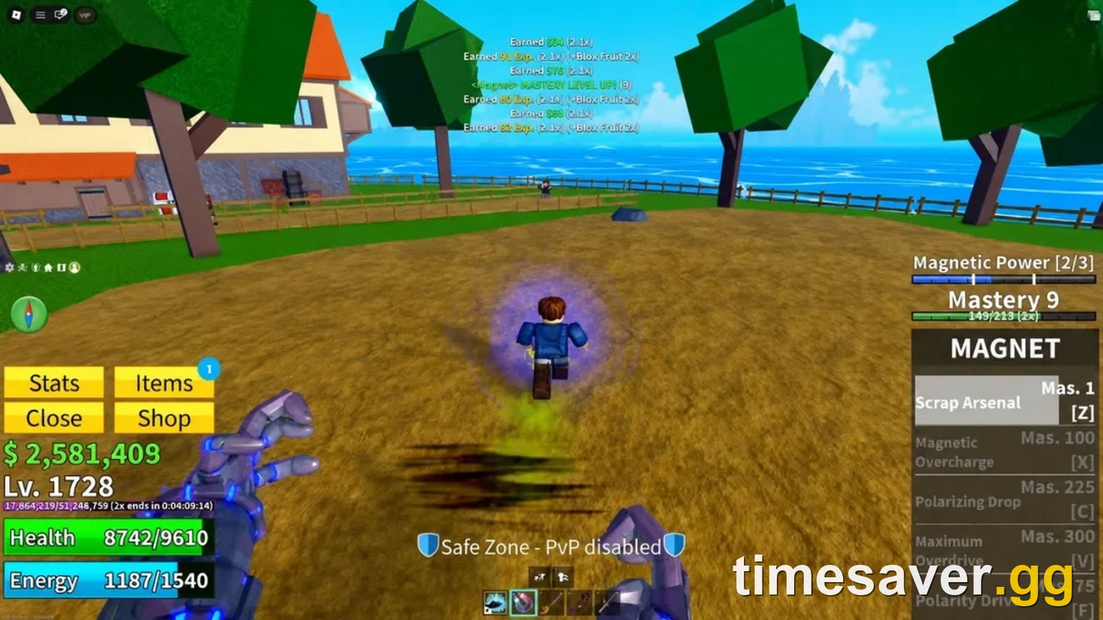 Blox Fruits Update 30 Magnet gameplay key art — the One Piece-inspired Roblox action RPG
