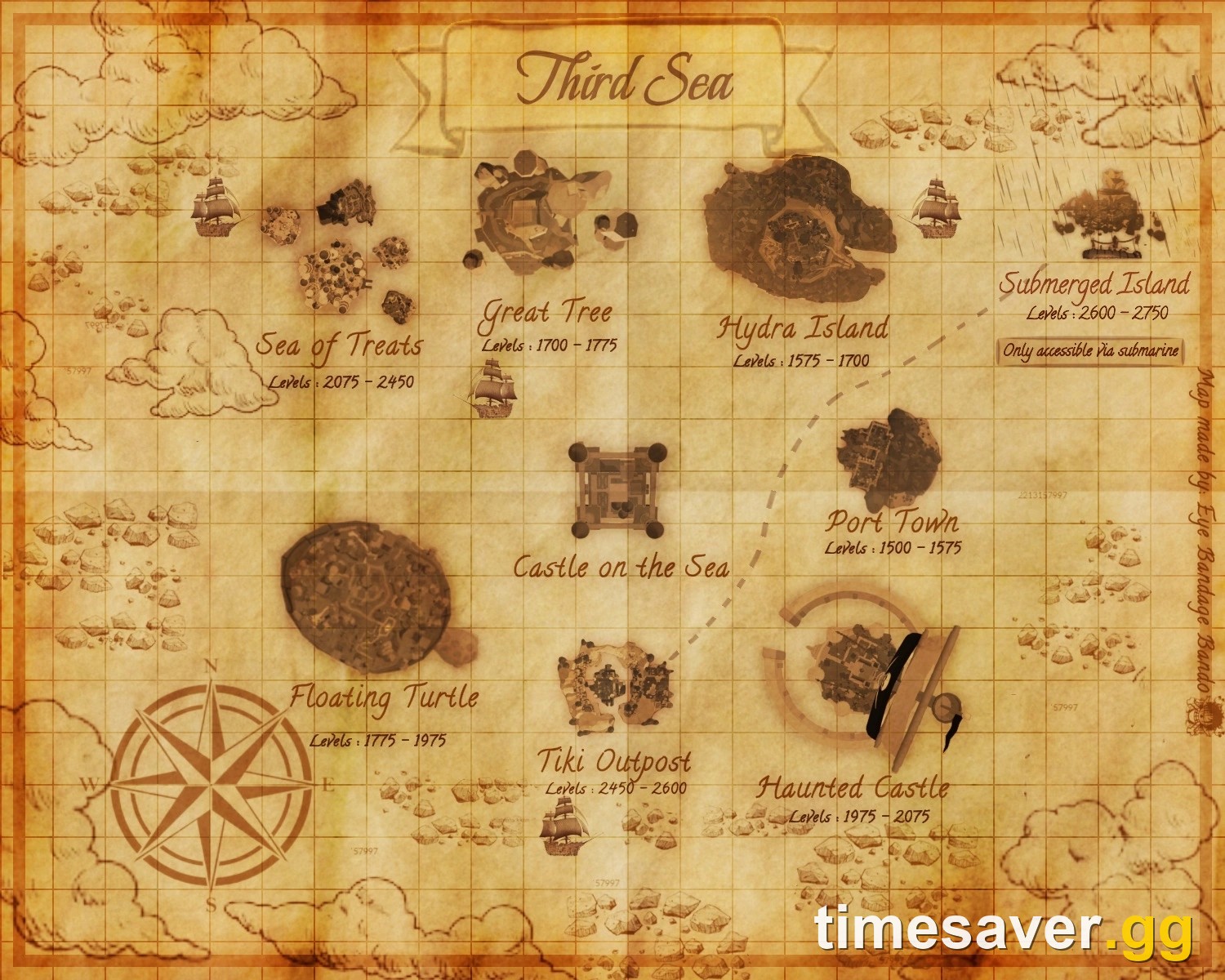 Blox Fruits Third Sea map showing the current endgame islands